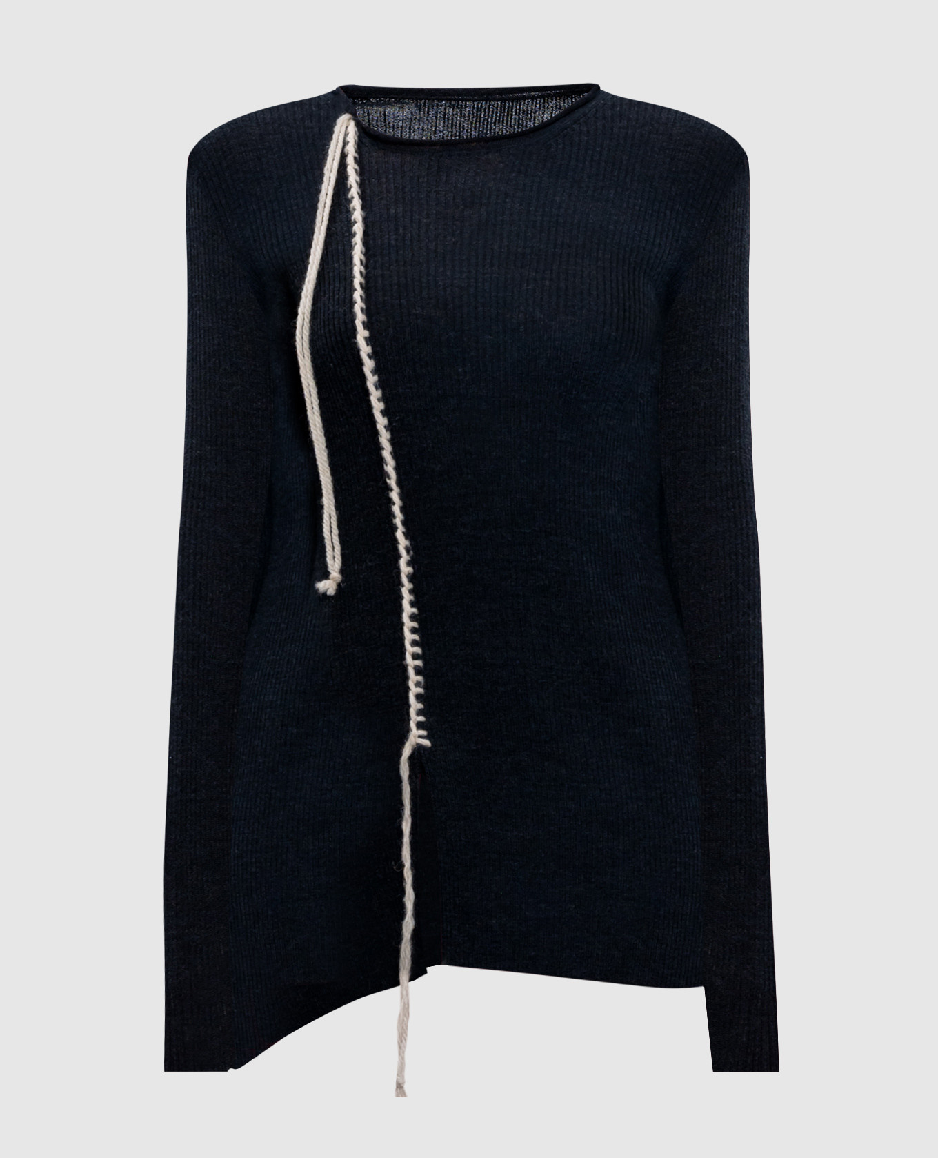 Black wool sweater with laces y`s yamamoto