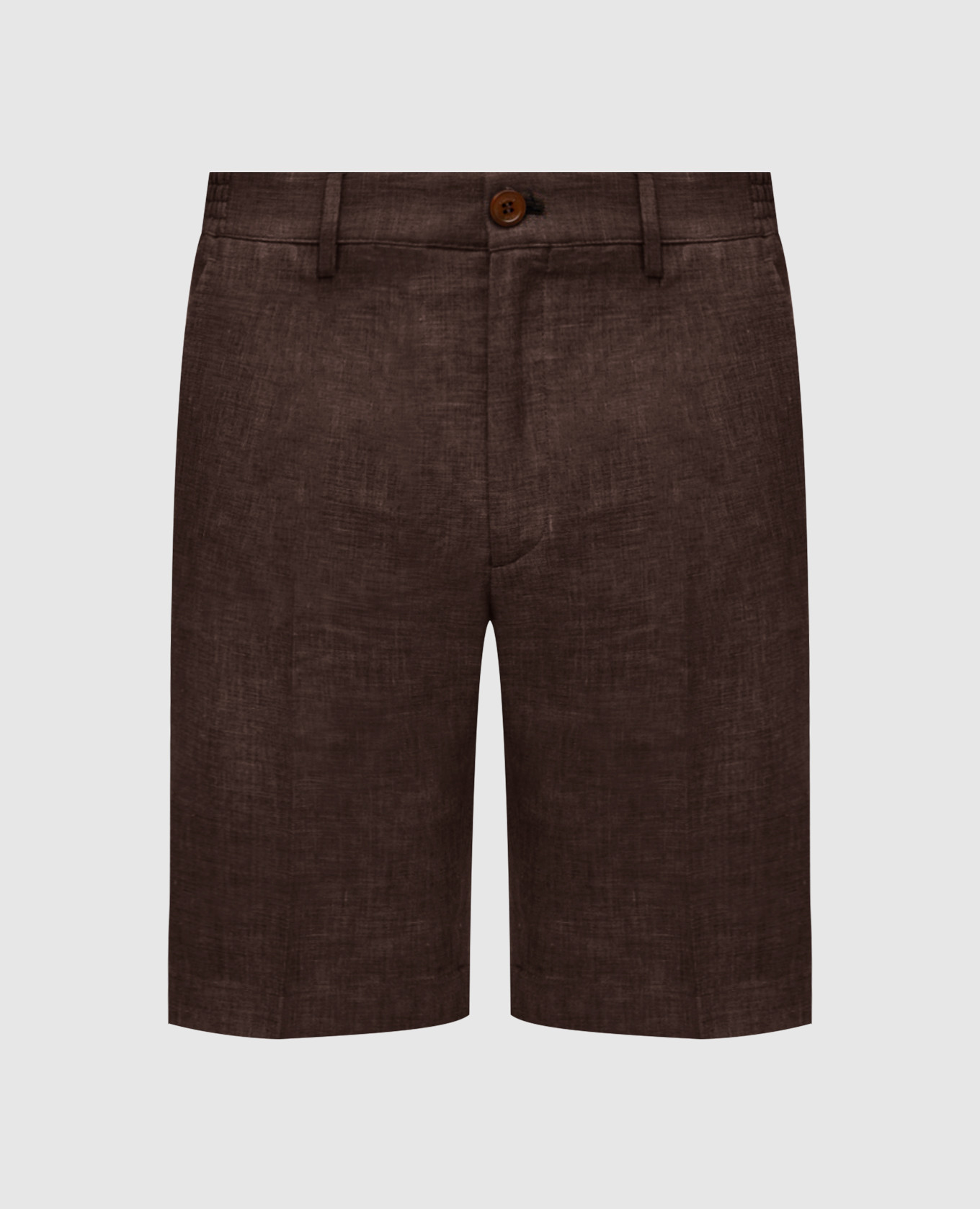 

Brown linen, wool and silk shorts with logo Stefano Ricci