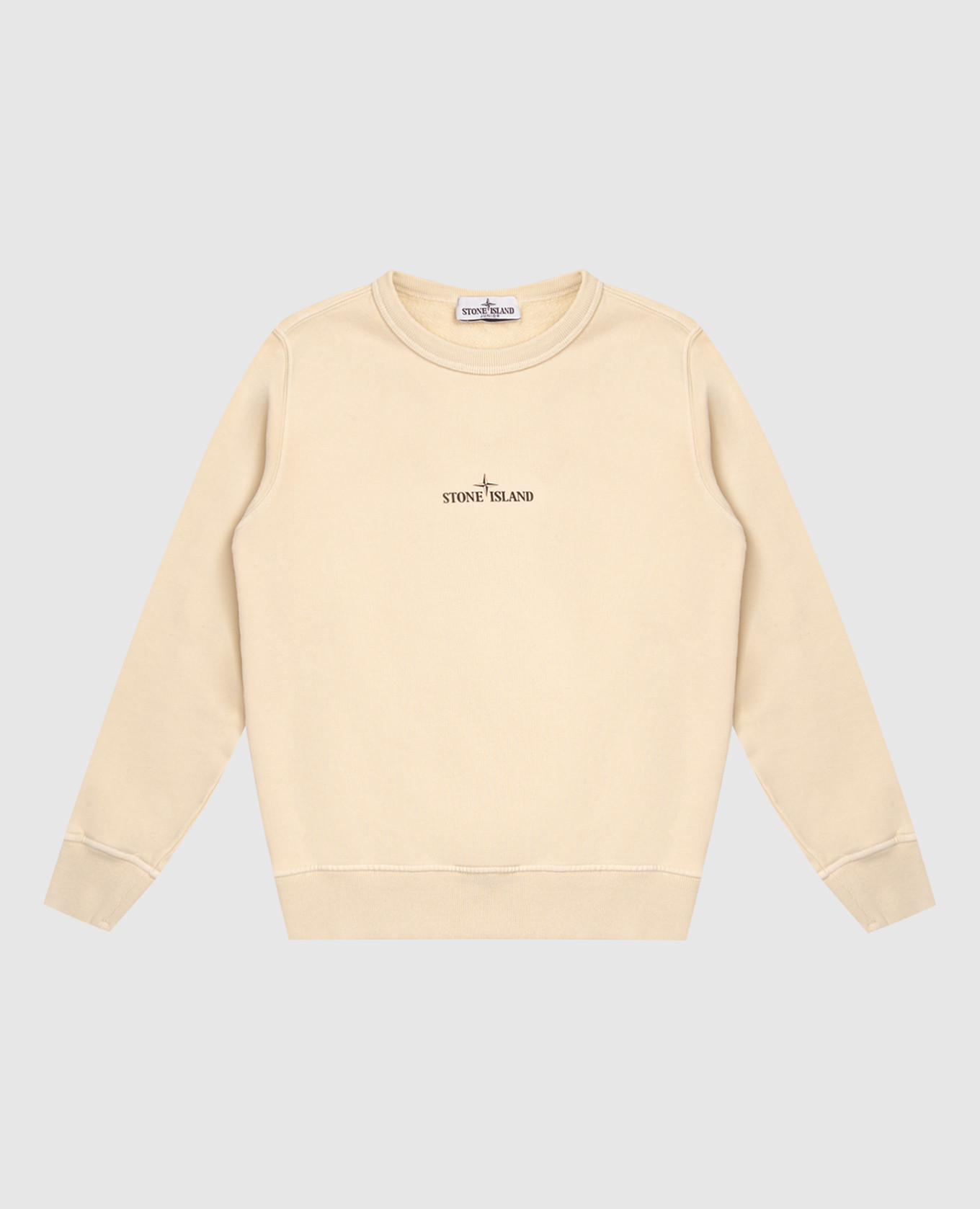 Children&#39;s beige sweatshirt with logo Stone Island