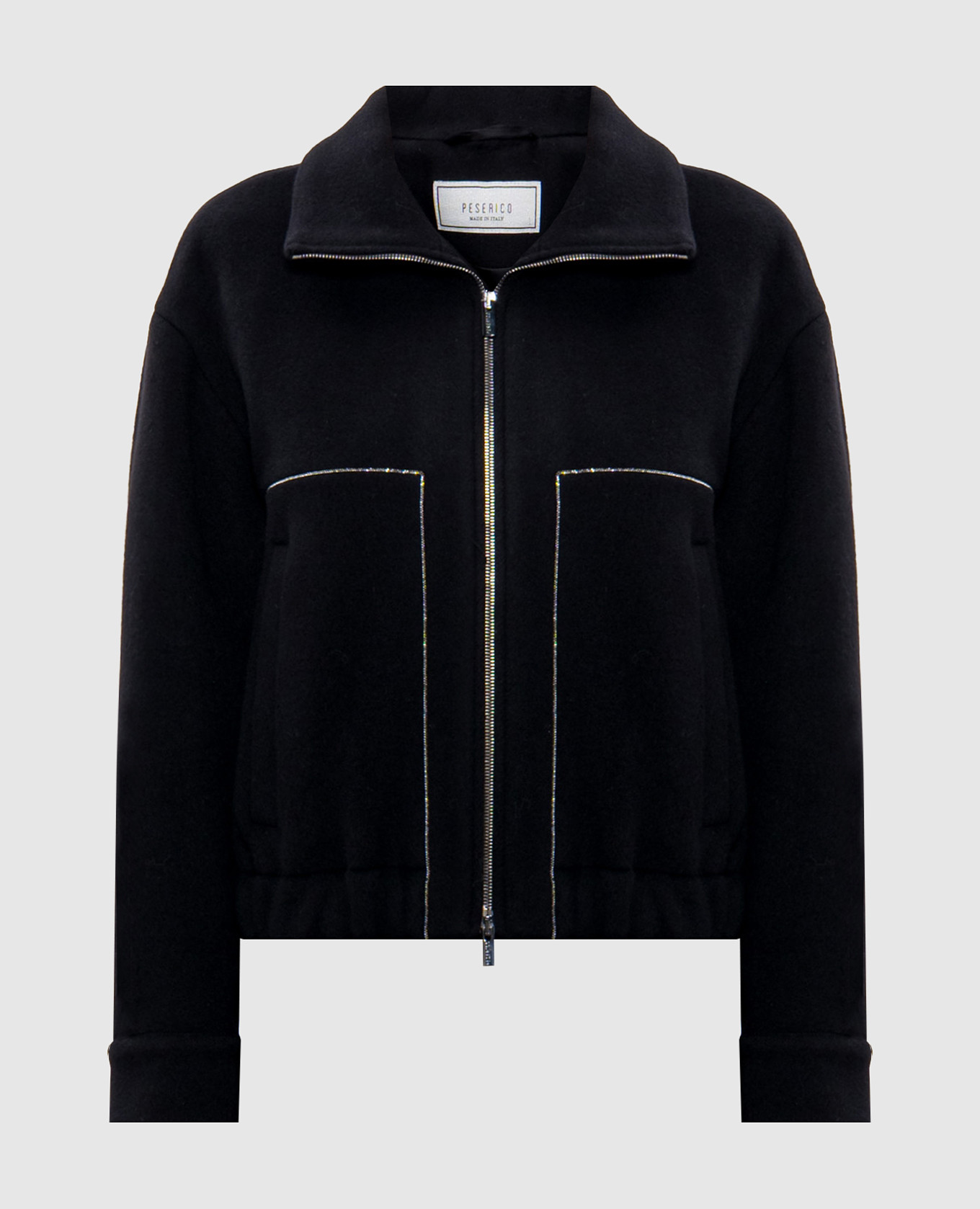Black wool and cashmere jacket with monil chain peserico