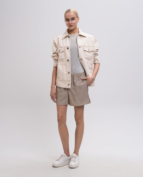 Ami Paris Beige wool shorts with logo patch USO117WV0065