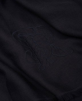 Stefano Ricci Black cashmere and silk scarf with logo monogram MWA93000407126