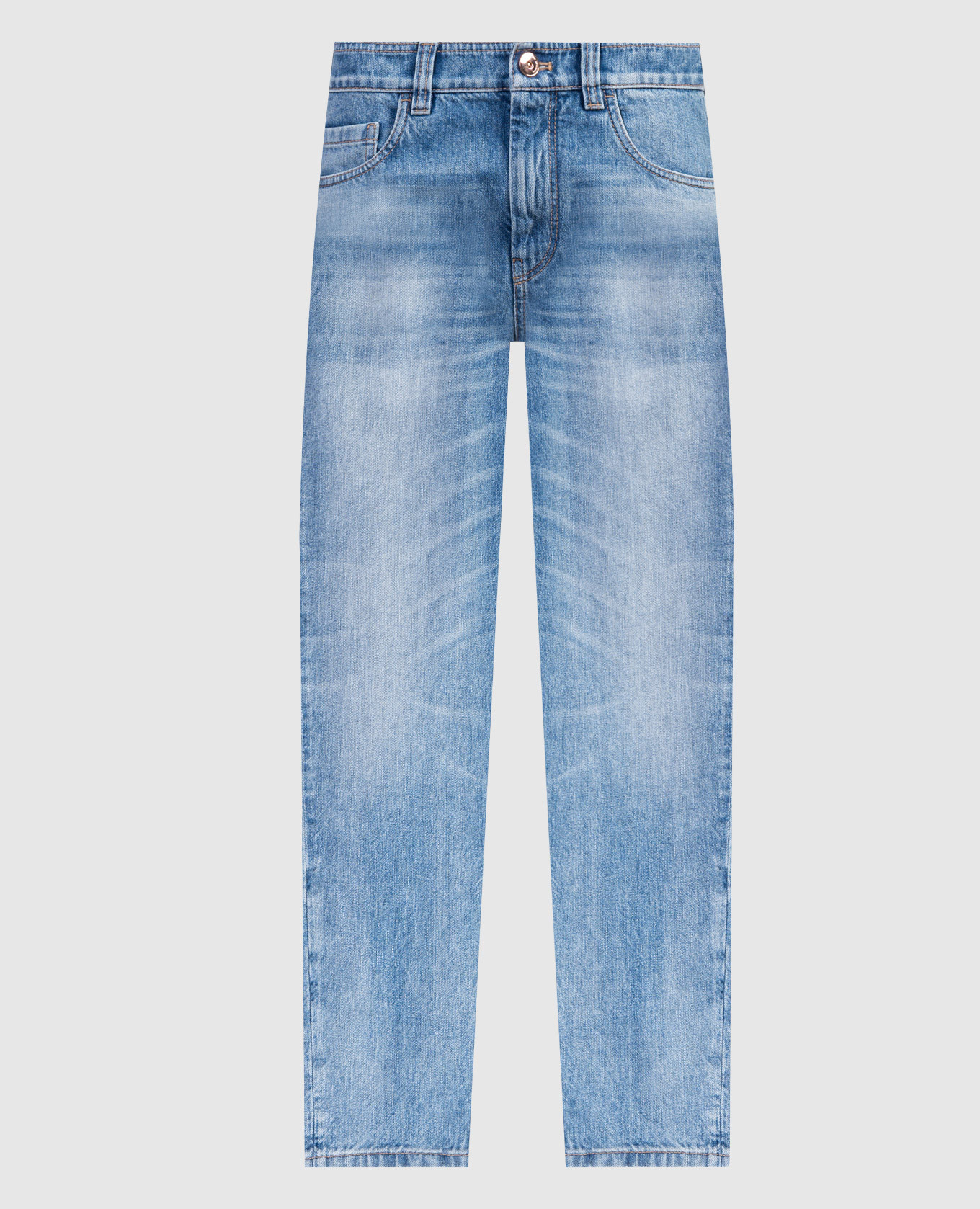 

Distressed blue jeans with ecolathuni monil chain Brunello Cucinelli, Light blue