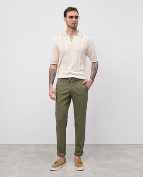 ISAIA Beige silk polo shirt with logo emblem MG8336Y0498