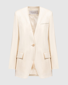 Peserico Beige linen jacket with monil chain E0113002606
