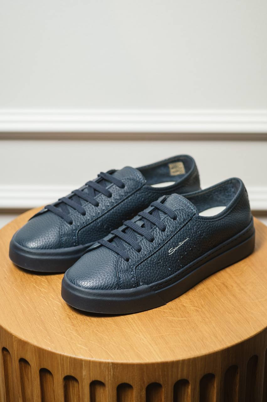 Blue leather sneakers Santoni