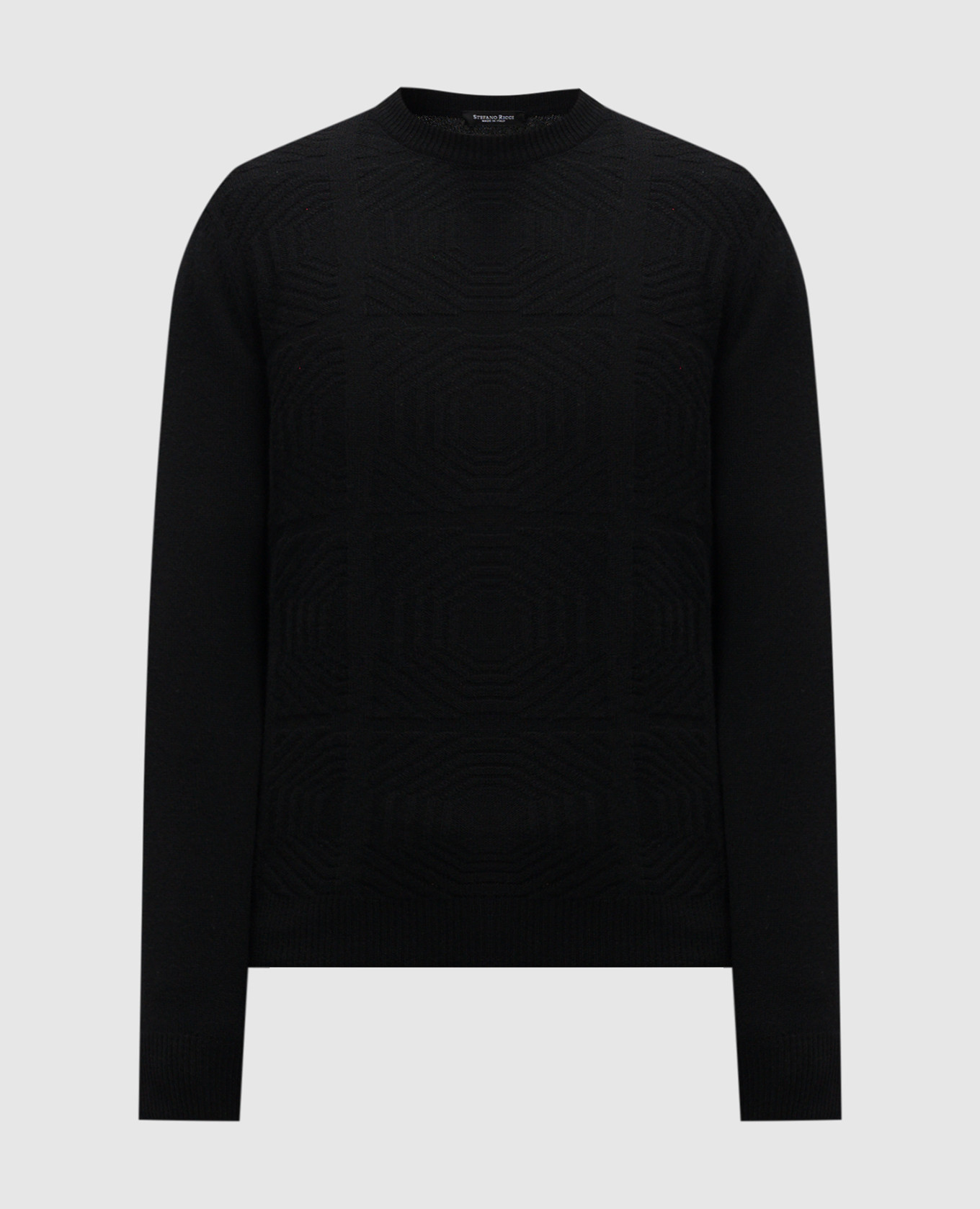 Black wool and cashmere sweater with metallic eagle head print stefano ricci