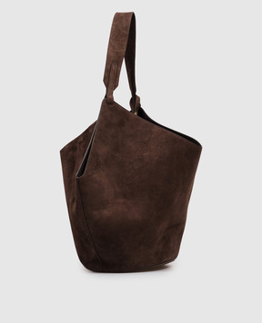 Khaite Brown suede Lotus bag with logo embossing HAITEBAG