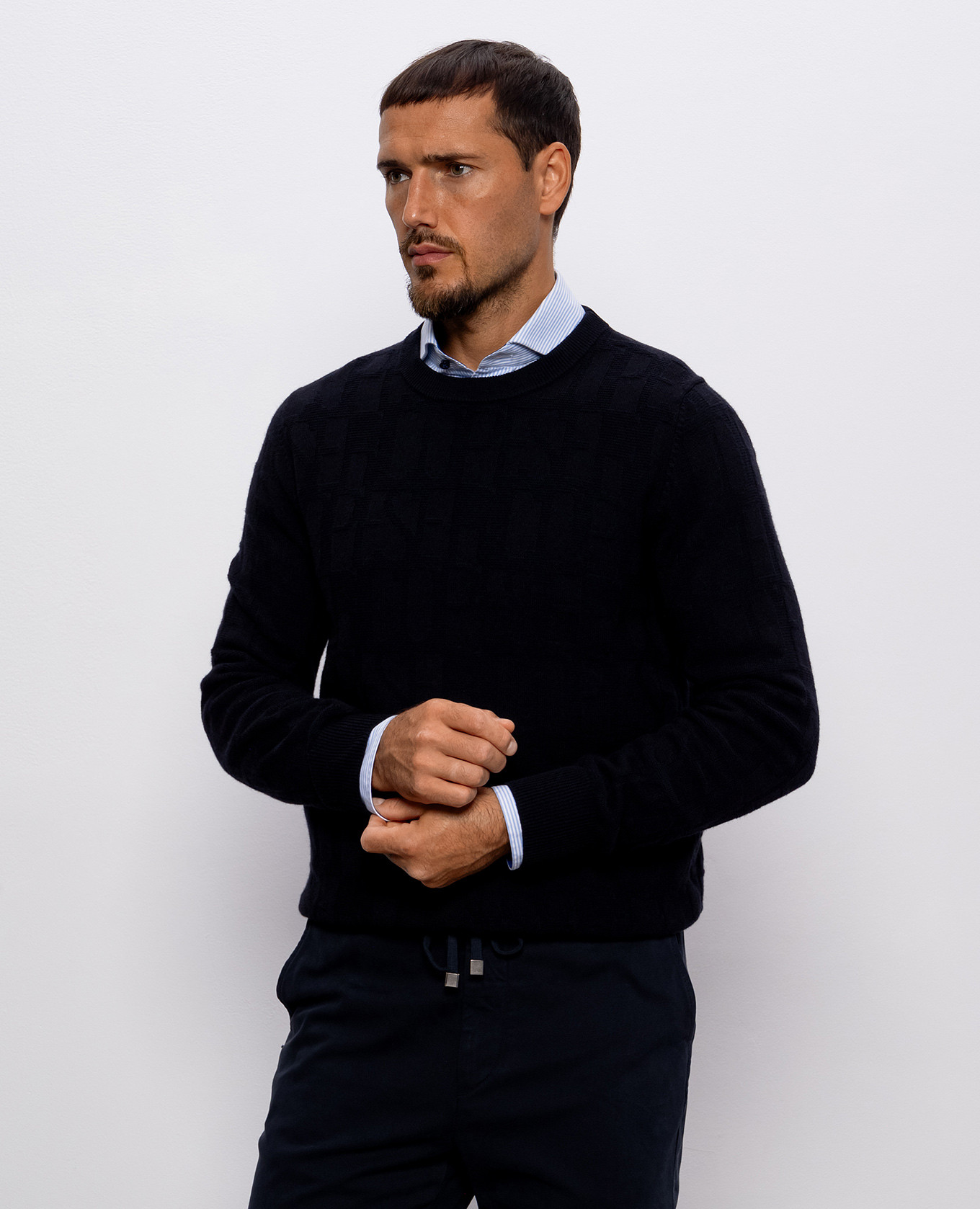 Blue wool and cashmere patterned sweater Peserico 3