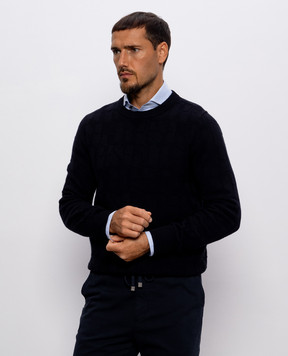 Peserico Blue wool and cashmere patterned sweater R59450F129H470