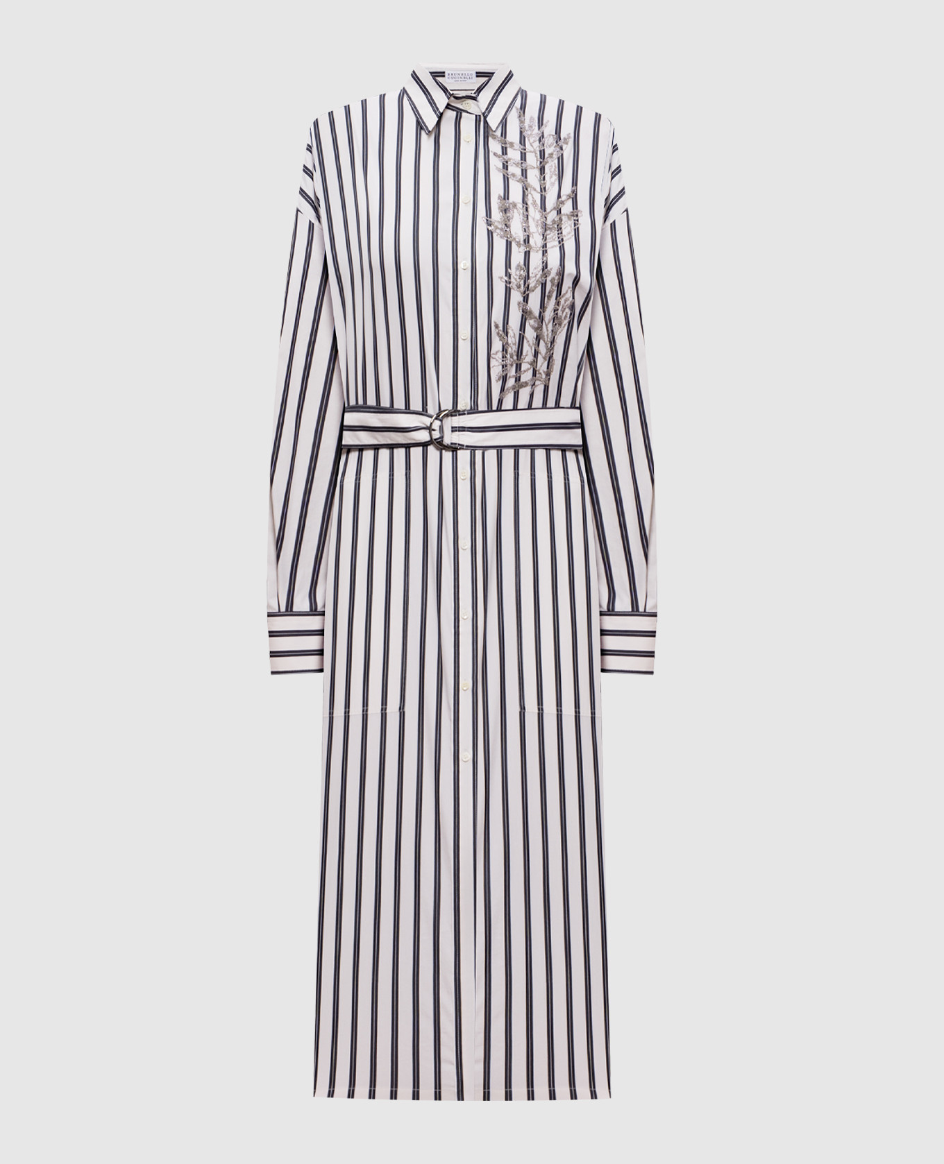 

Beige striped silk shirt dress Brunello Cucinelli