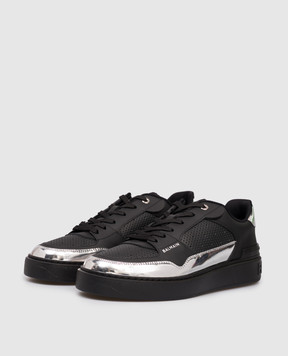 Balmain B-Court Flip Black Leather Sneakers with Logo FM1VI349LCFS