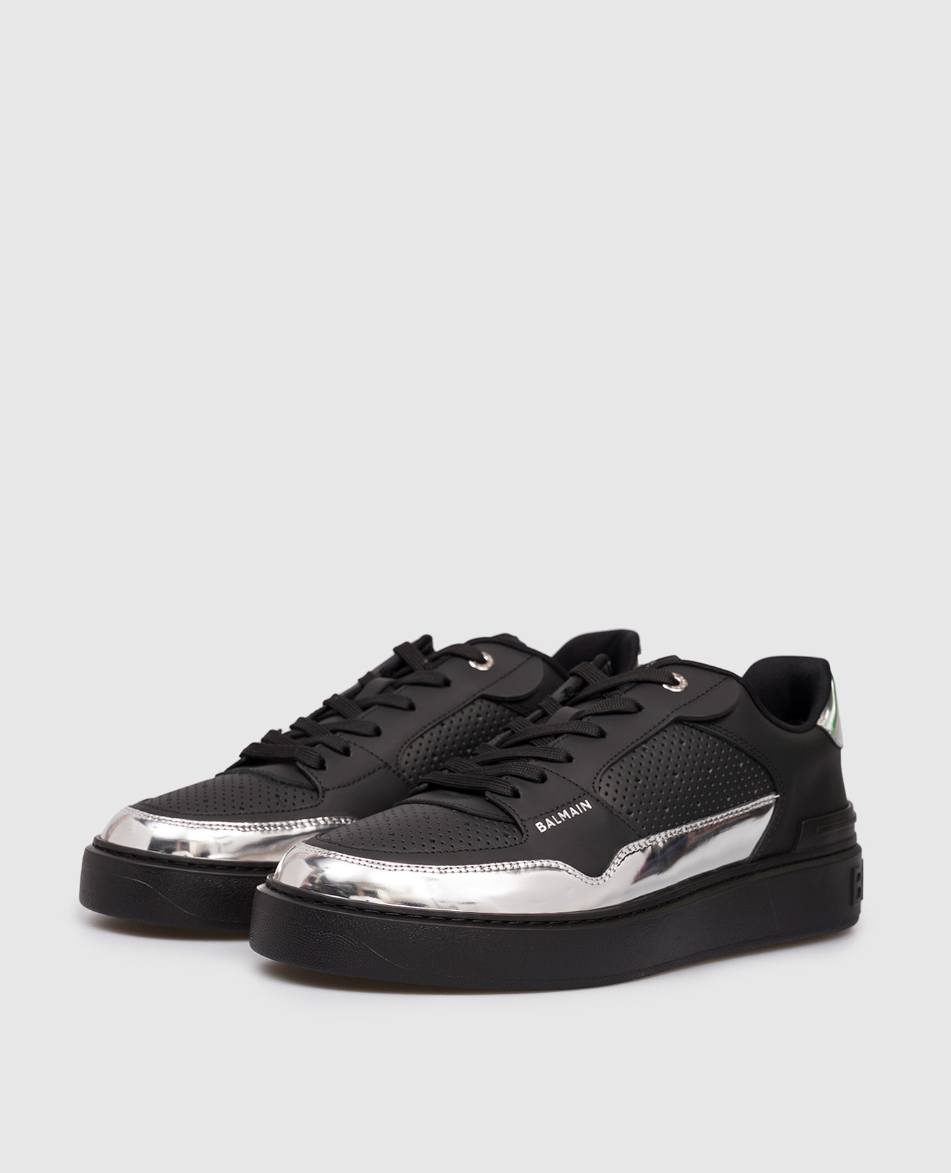 

B-Court Flip Black Leather Sneakers with Logo Balmain