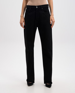 Valentino Black jeans with leather logo patch 5B0DD18T8YN
