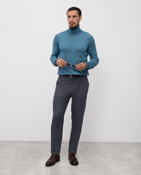 Stefano Ricci Blue cashmere and silk turtleneck K606125D01F25302