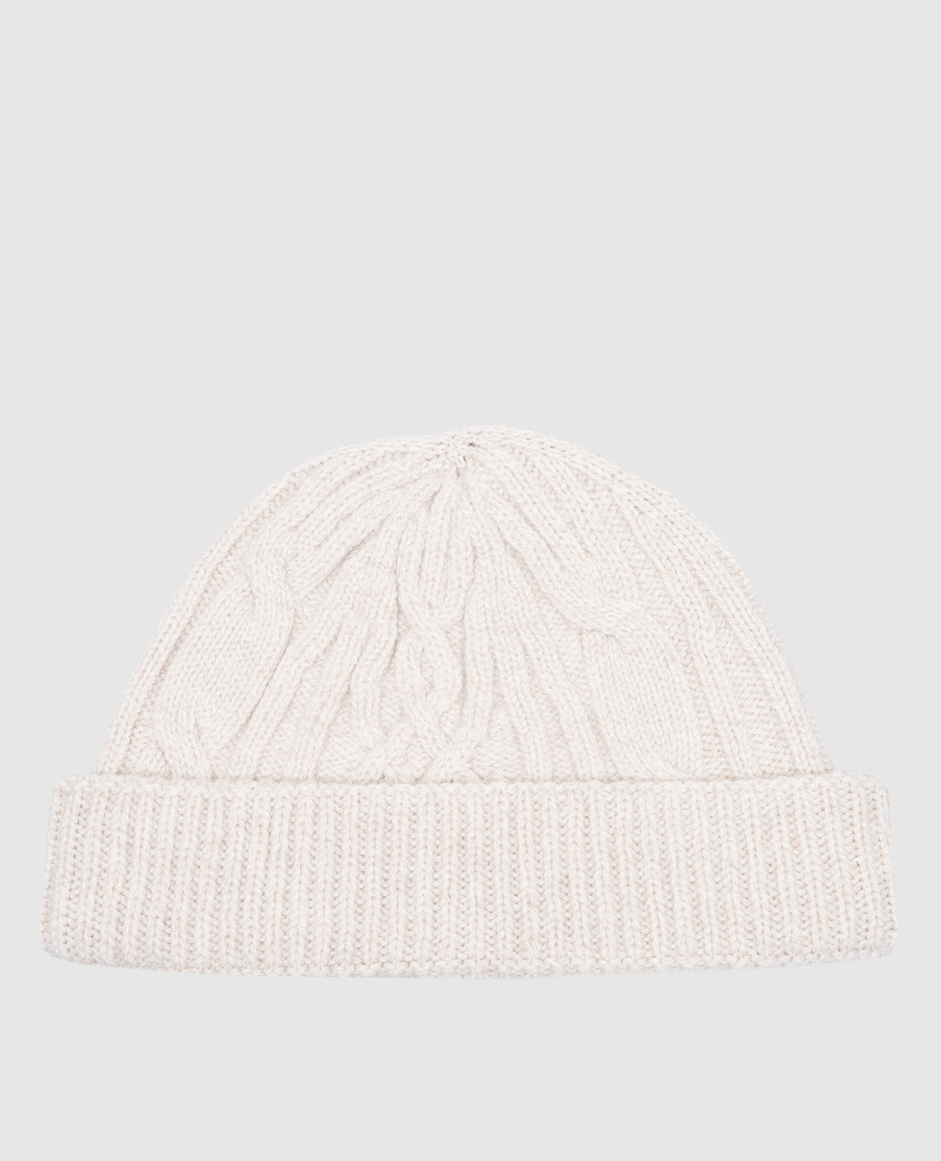 

Beige cashmere and wool beanie hat John Smedley