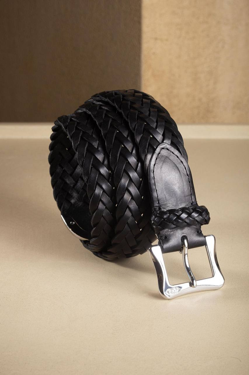 

Black leather braided belt J&M DAVIDSON