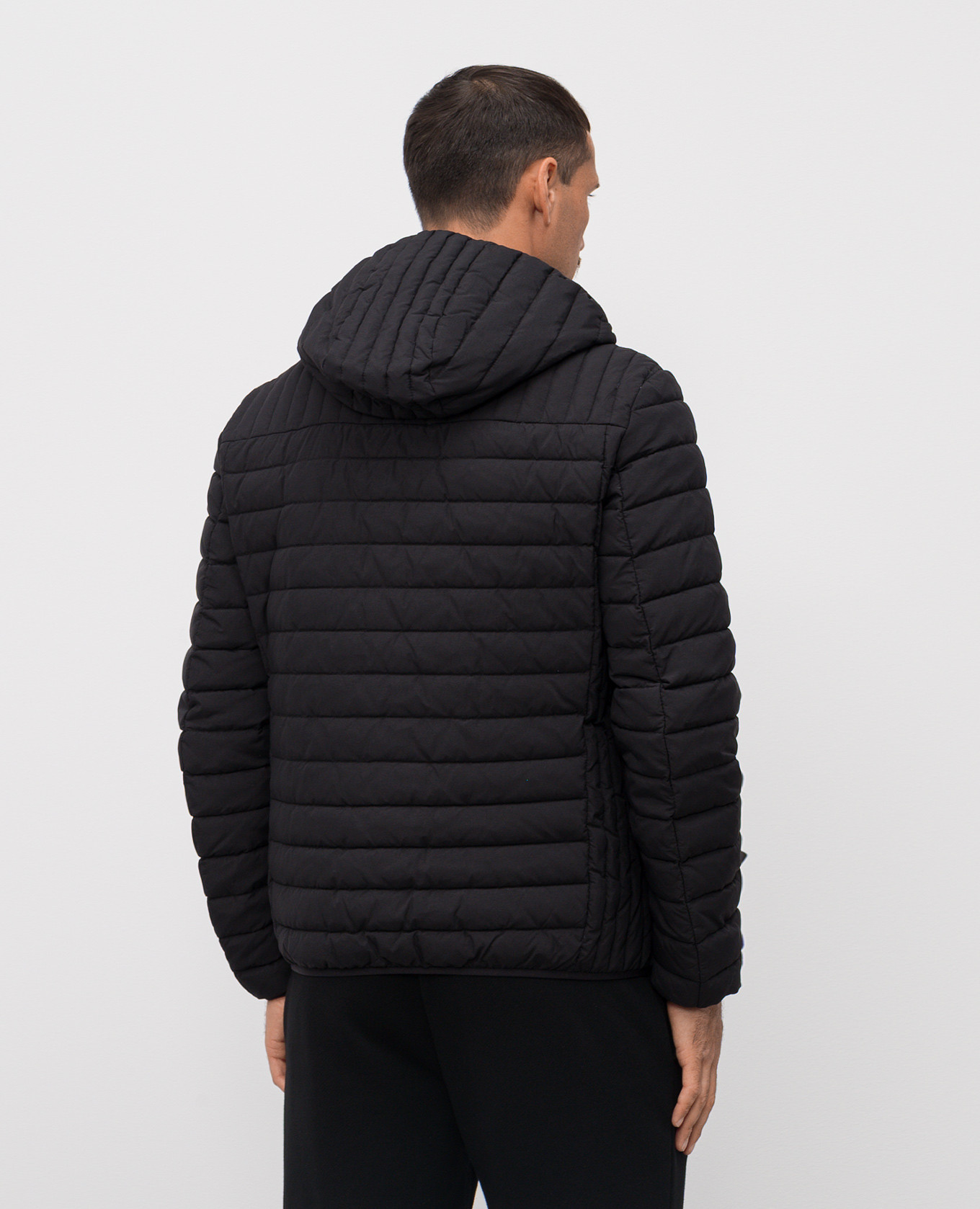 

Black quilted jacket with emblem Trussardi