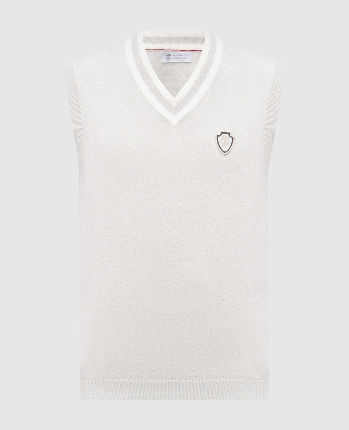 Grey vest with logo patch Brunello Cucinelli