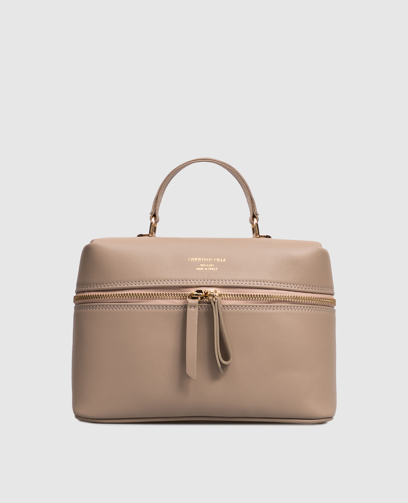 

Beige leather bag with logo print Christian Villa