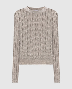 Brunello Cucinelli Gray wool and cashmere sweater with sequins MGN364310P