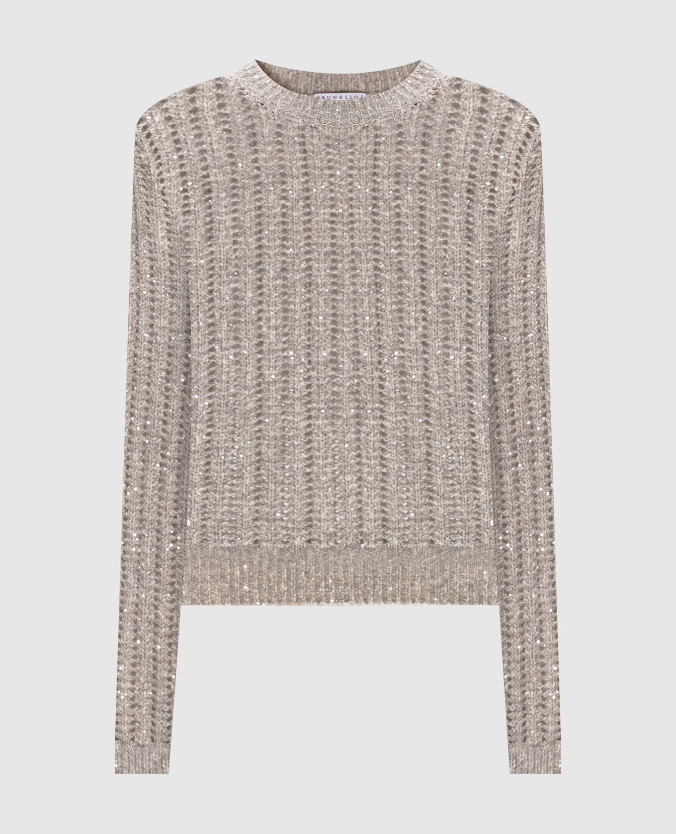 Gray wool and cashmere sweater with sequins Brunello Cucinelli