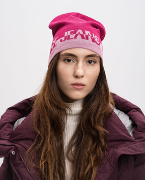 Versace Jeans Couture Pink wool cap with logo pattern 77HAZK57ZG315