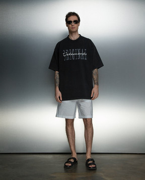 Vetements White shorts in a stripe with a logo UE64SS400NN