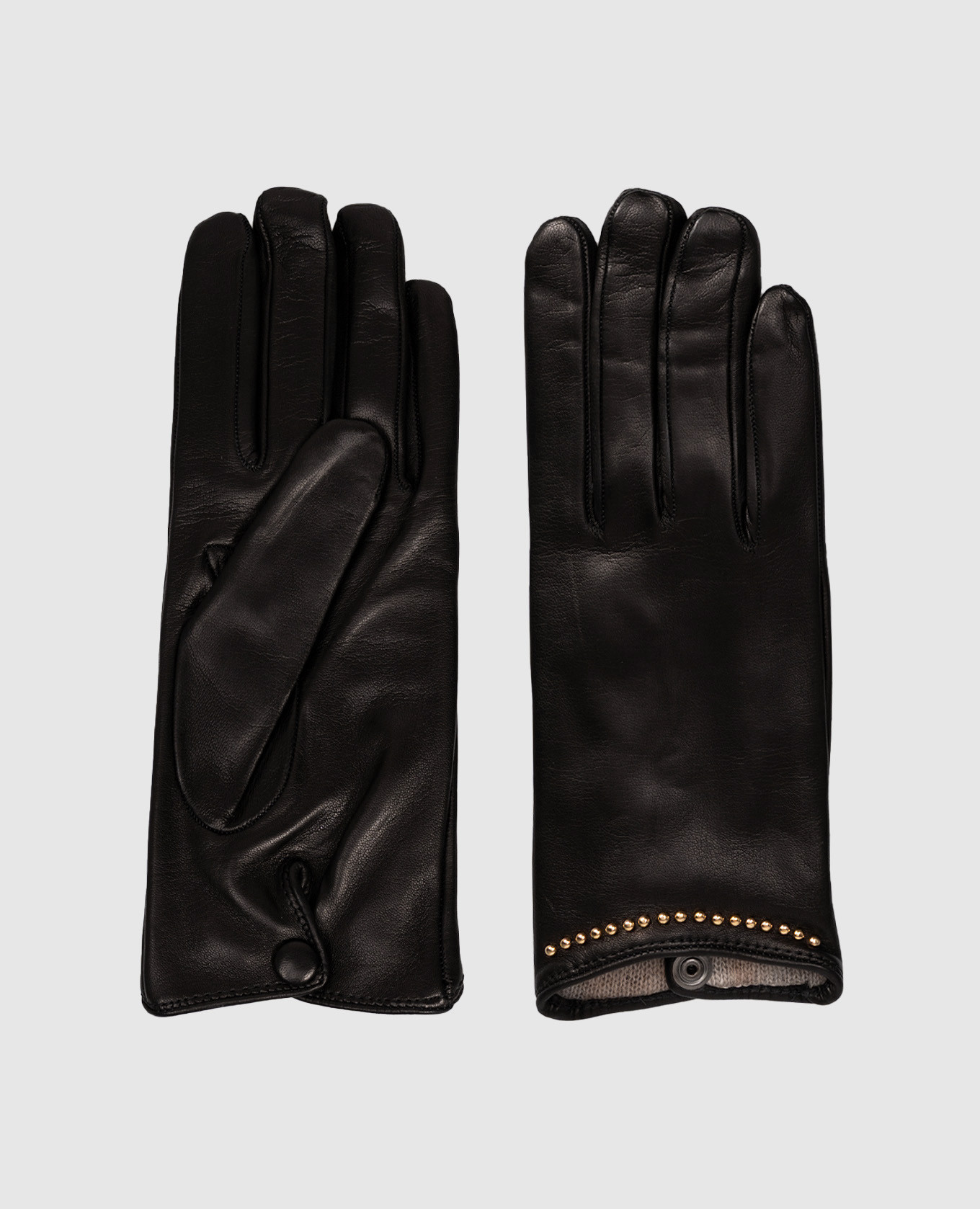Black leather gloves with rivets Babe Pay Pls