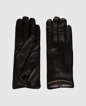 Babe Pay Pls Black leather gloves with rivets 4625
