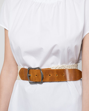 Max Mara Weekend MASSIMO beige woven belt with logo engraving MASSIMO