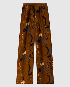 Asceno Isola printed silk trousers in brown B046F04C436
