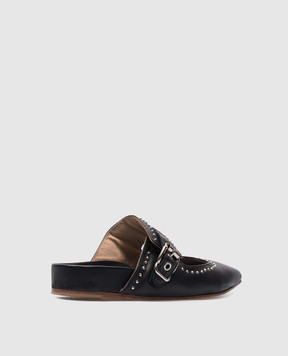 Laura Bellariva Black studded leather mules P9463BA41