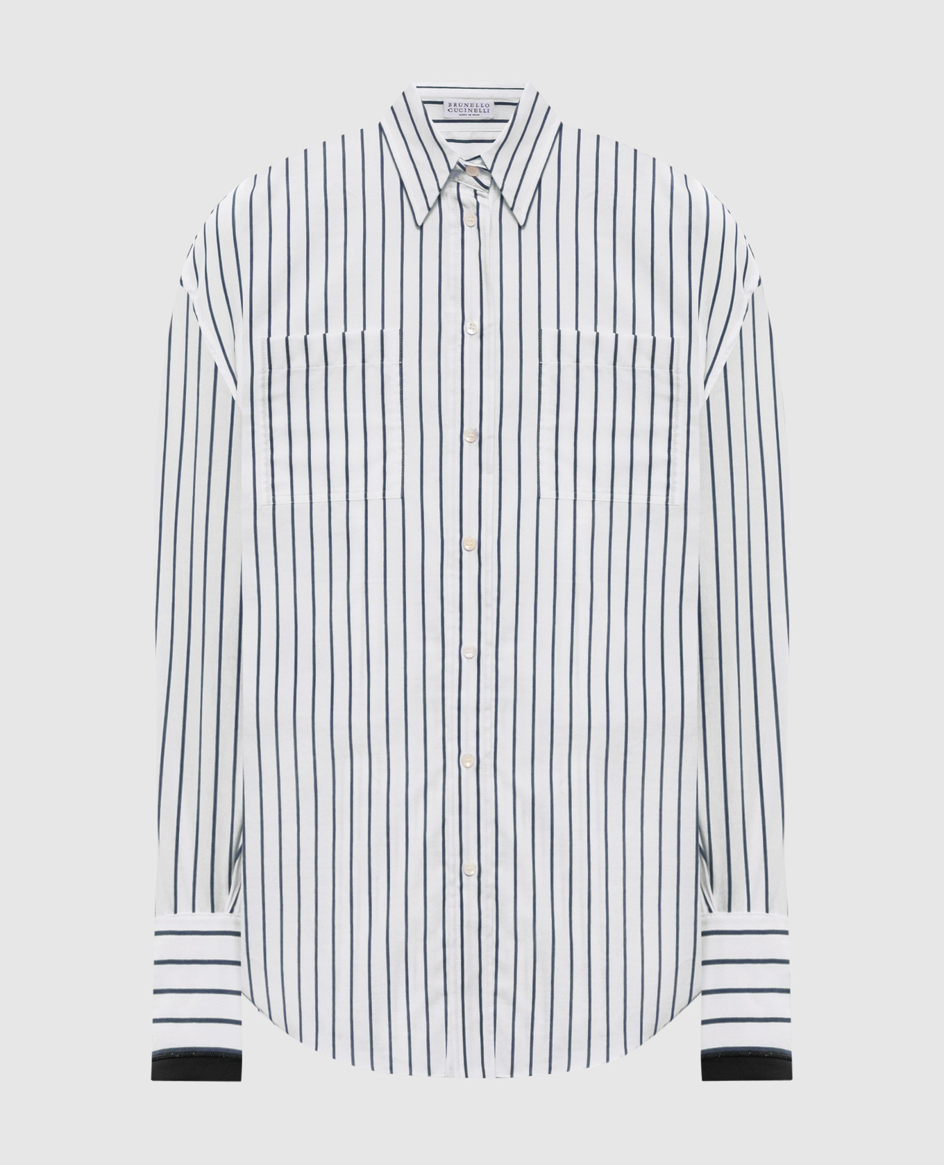 White striped shirt with monil chain Brunello Cucinelli