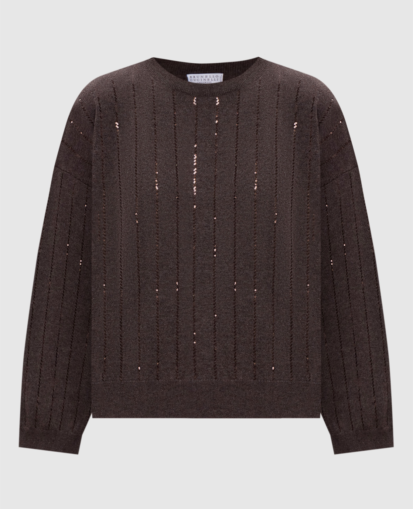 

Brown cashmere sweater with sequins Brunello Cucinelli