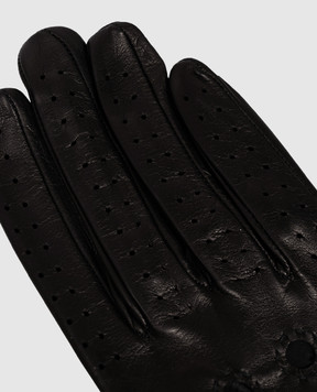 Babe Pay Pls Black leather gloves with perforations 13921