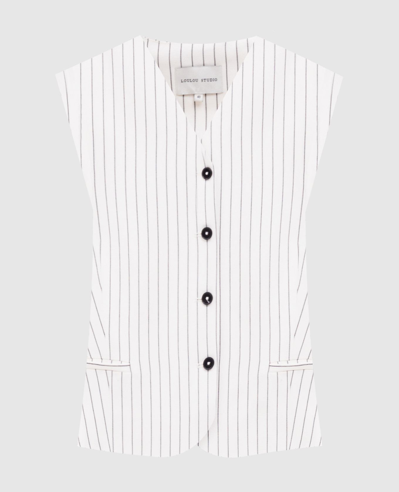 

White VANUA vest with striped linen Lou Lou Studio
