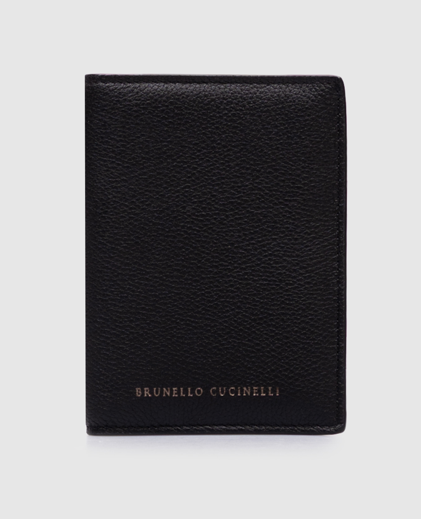 

Black leather passport cover with logo print Brunello Cucinelli