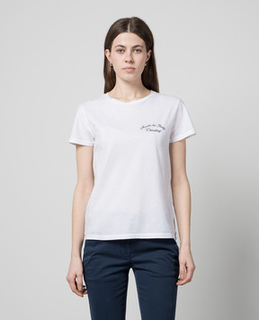 Dondup White t-shirt with logo embroidery DS007JF0342DHP1