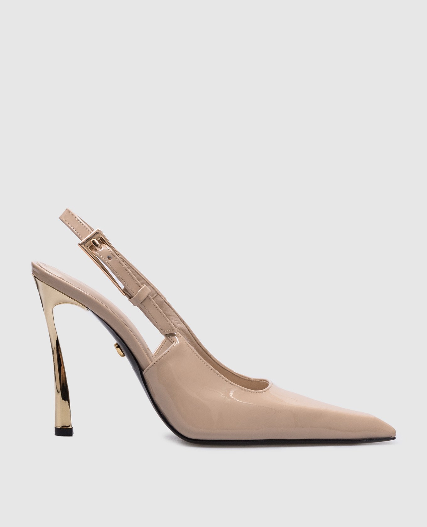 Nou Babe Pay Pls Beige patent leather slingbacks