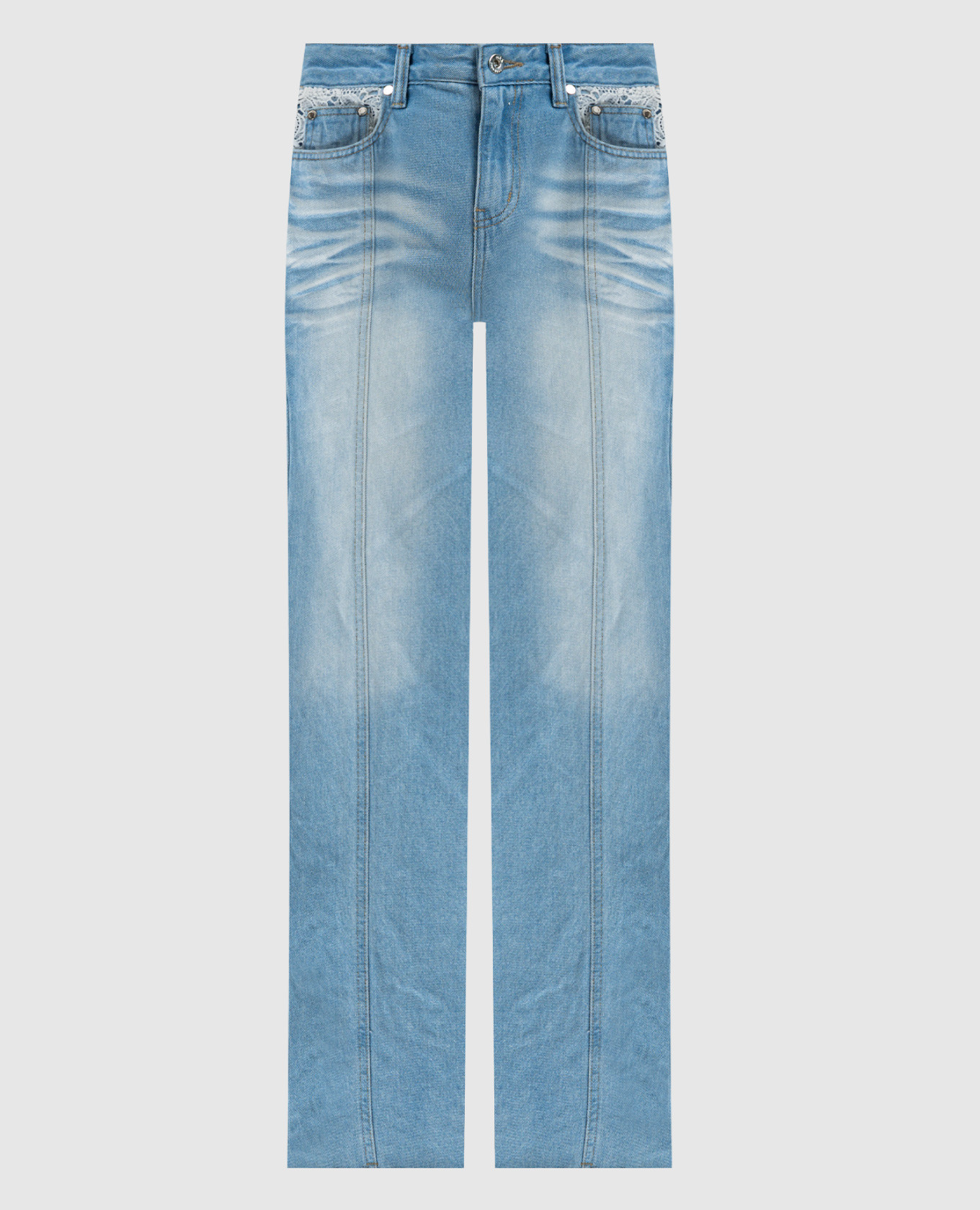 

Blue flared jeans with an openwork insert Rokh, Light blue