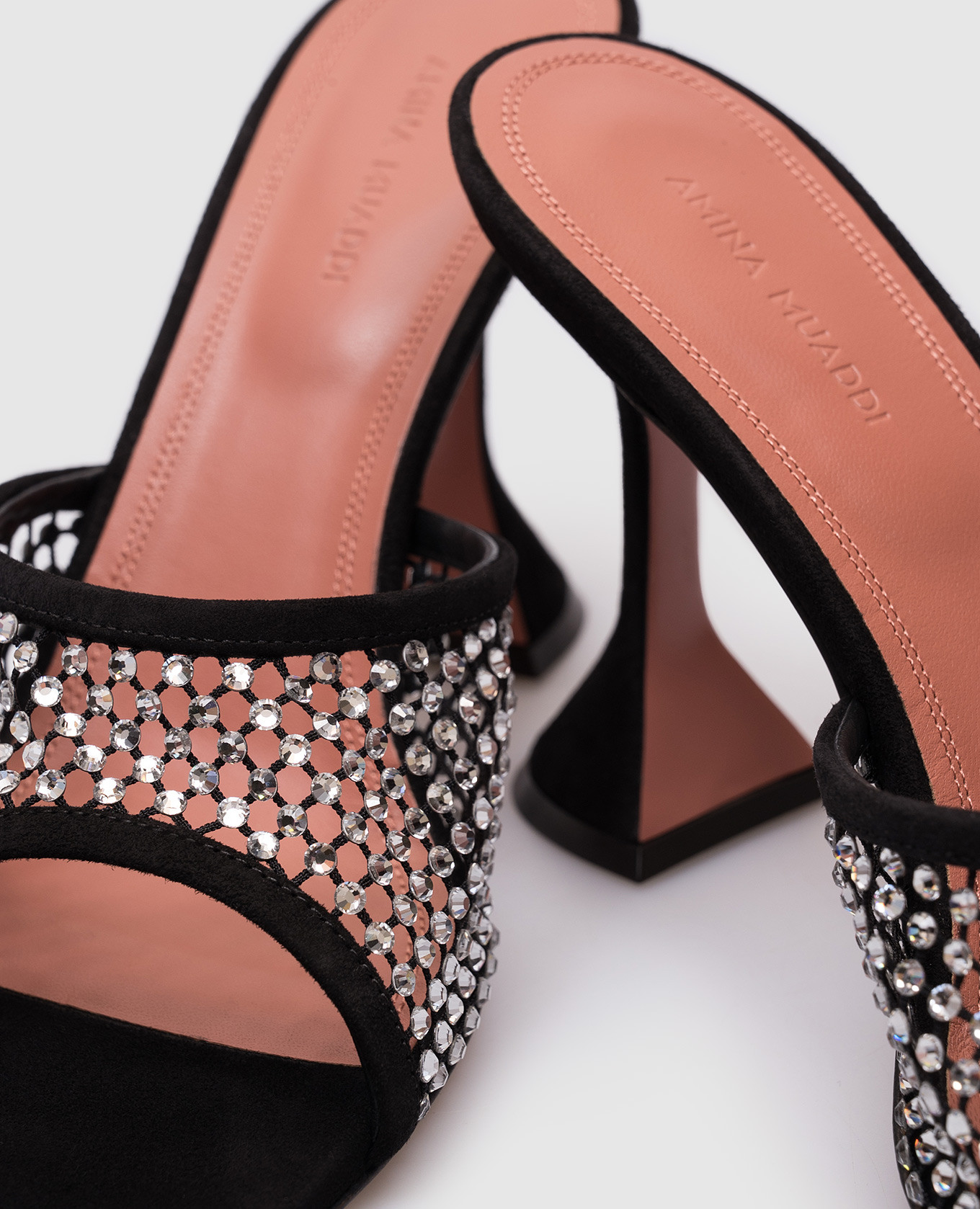 

Lupita black suede mules with crystals Amina Muaddi