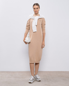 Peserico Beige dress made of wool, silk and cashmere S92250F12B9018