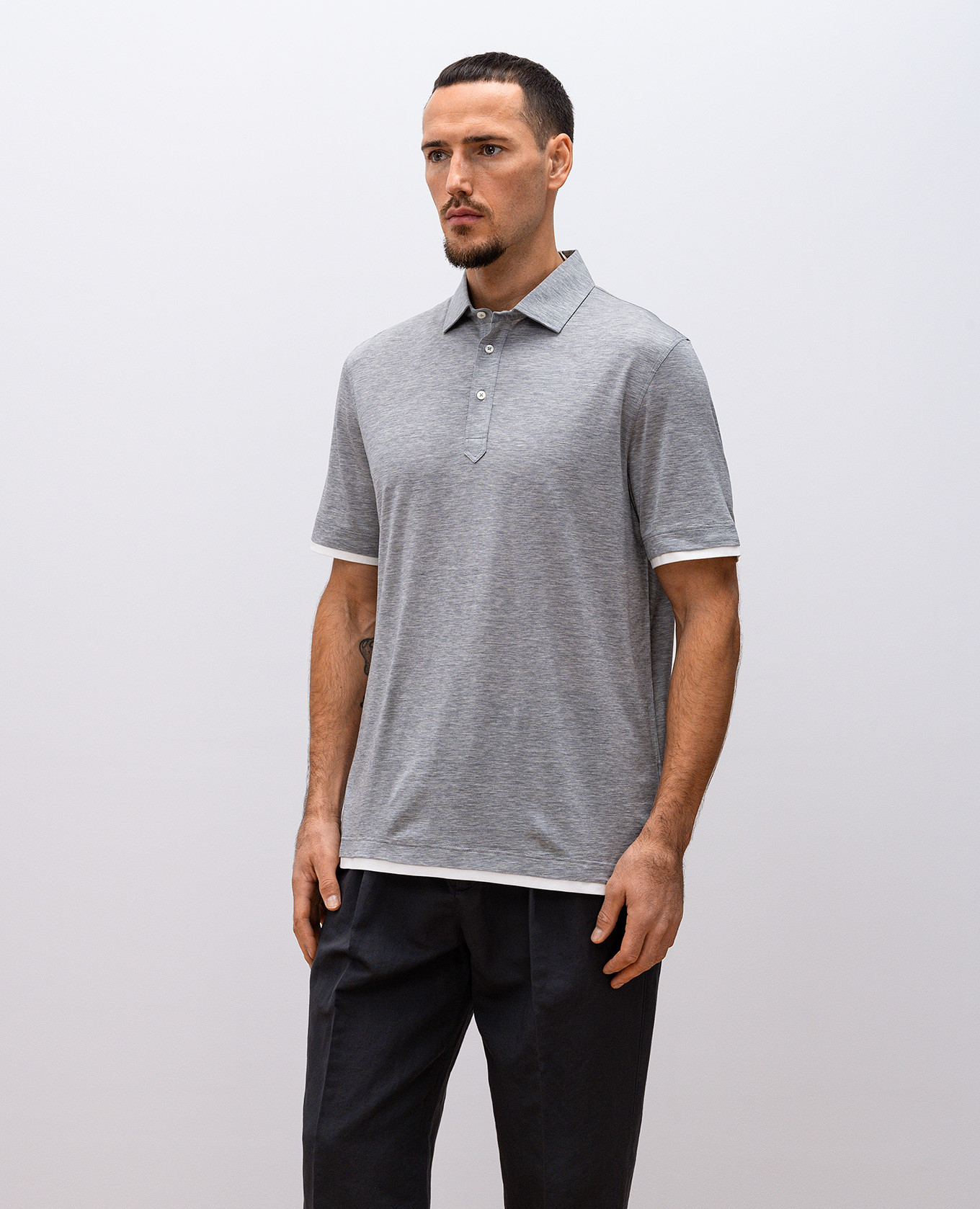 

Grey melange polo shirt Brunello Cucinelli