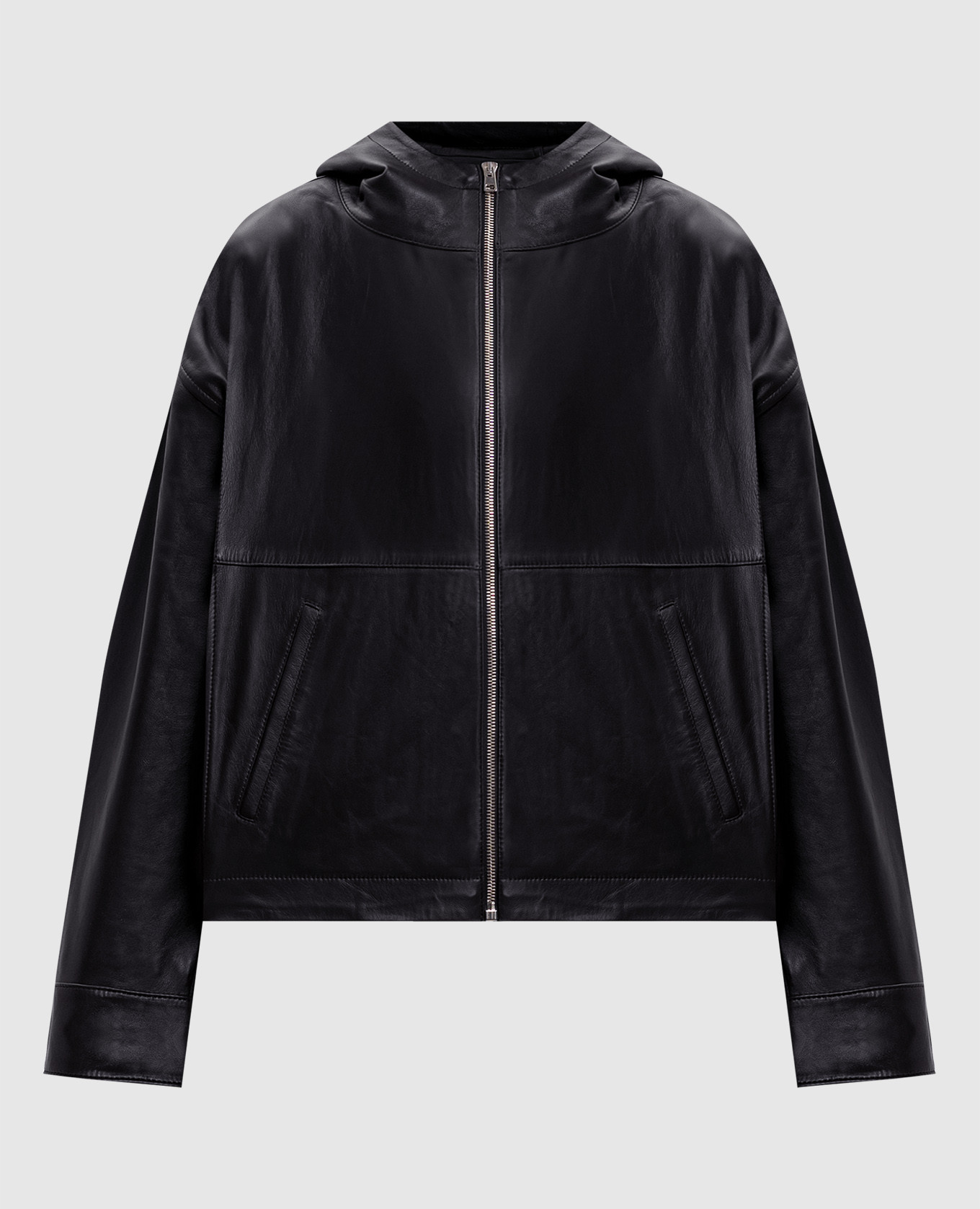 

Black leather jacket with hood Yves Salomon