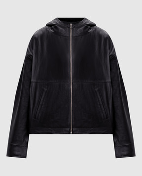 Yves Salomon Black leather jacket with hood 23EYV20161APXX