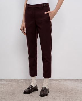 Brunello Cucinelli Burgundy pants with a monil chain MP126P8703