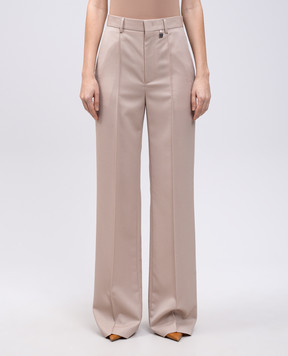 Giuseppe Di Morabito Milano Beige wool trousers with logo emblem 04SSPA11404410