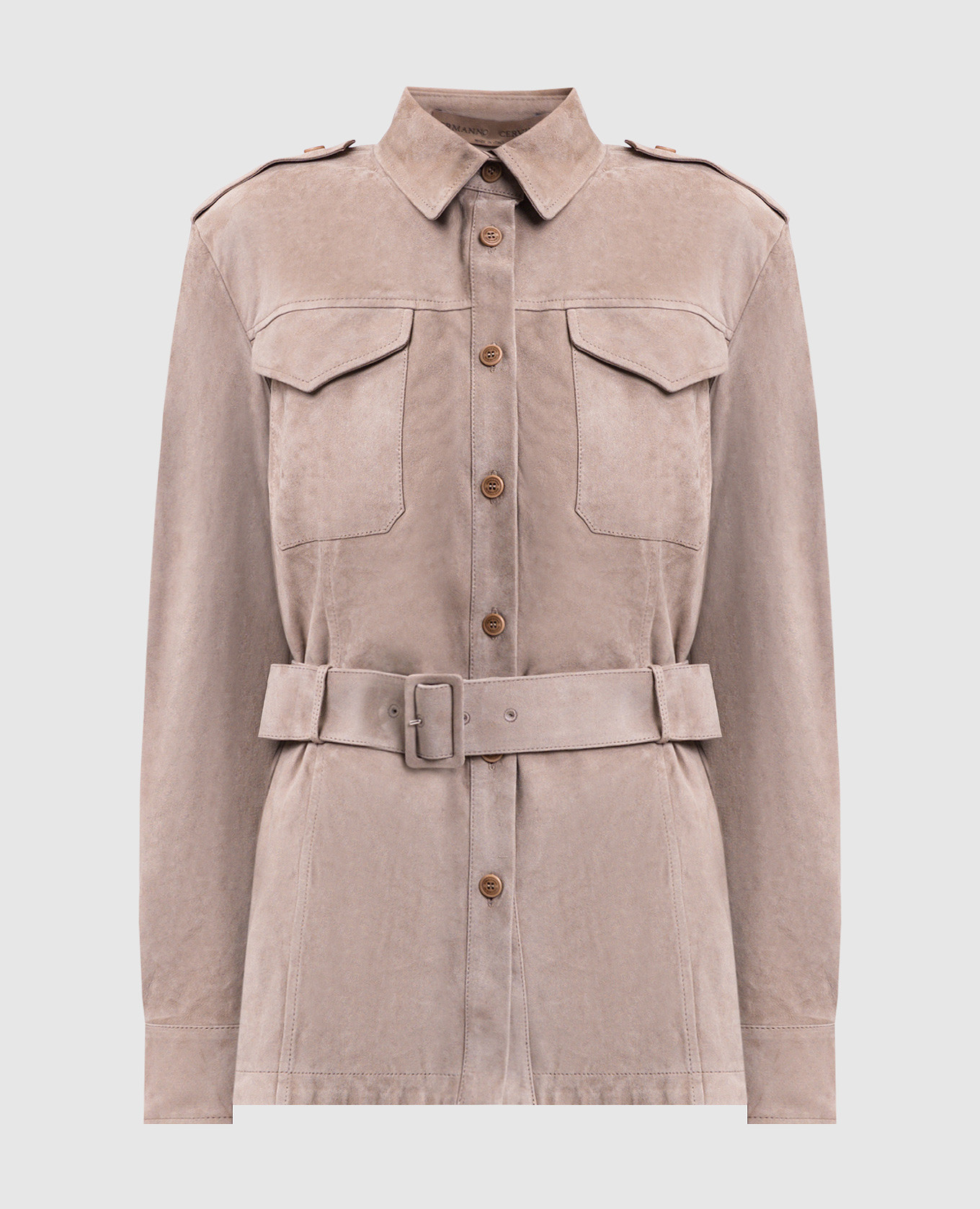Beige suede shirt-style jacket with belt Ermanno Scervino