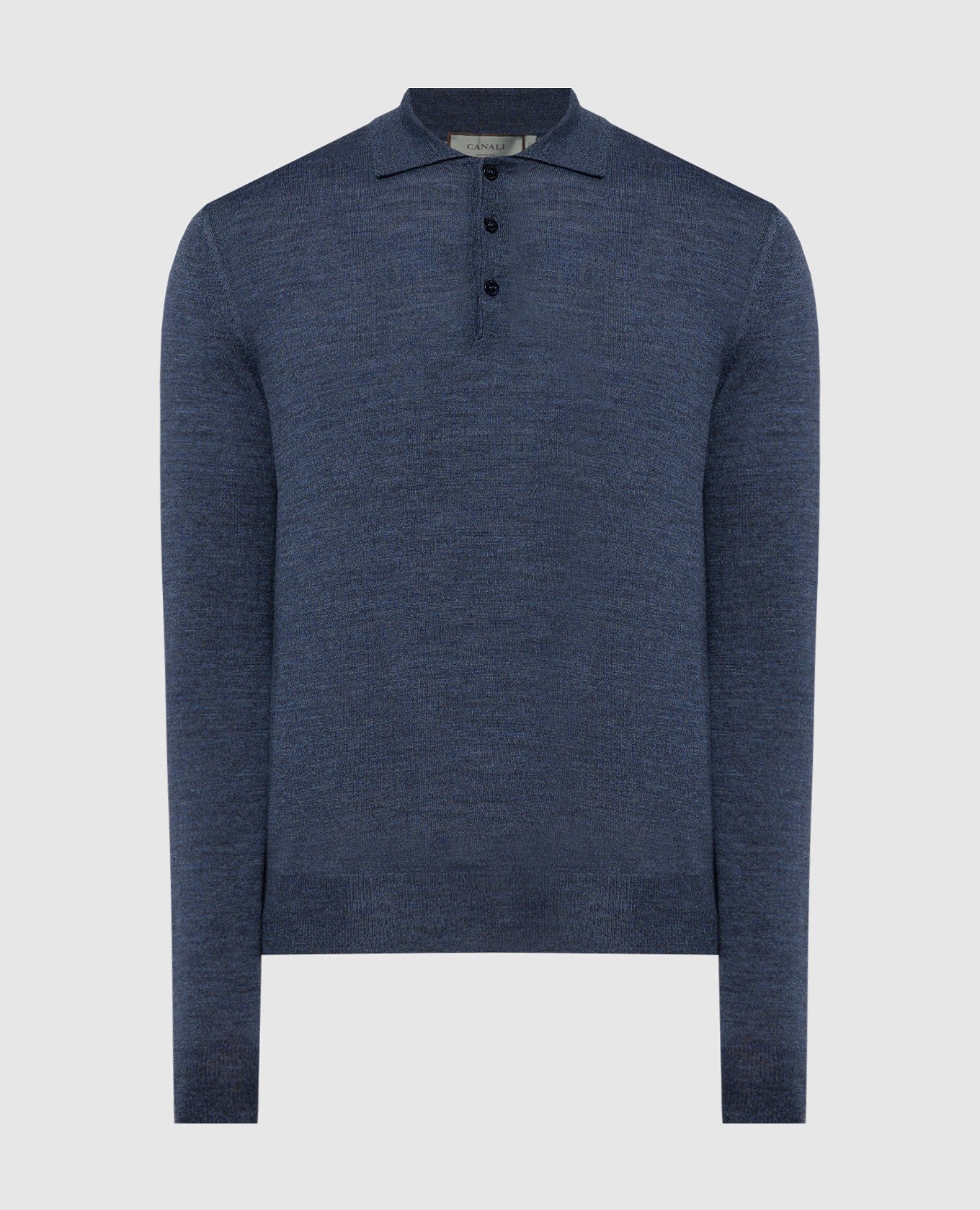 

Blue melange merino wool polo shirt Canali